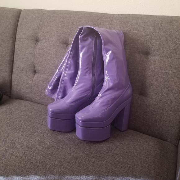 lavender platform gogo boots